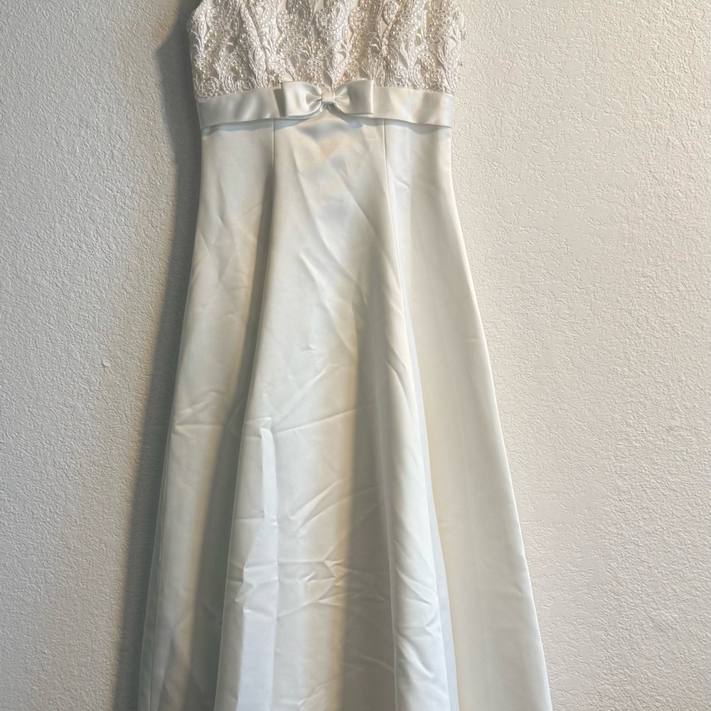 Ivory Strapless Lace Bodice A-Line Gown